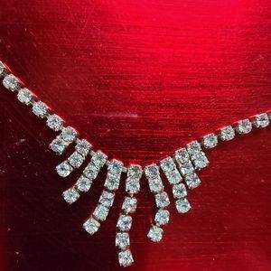 Vintage 9 rows drop  rhinestone necklace